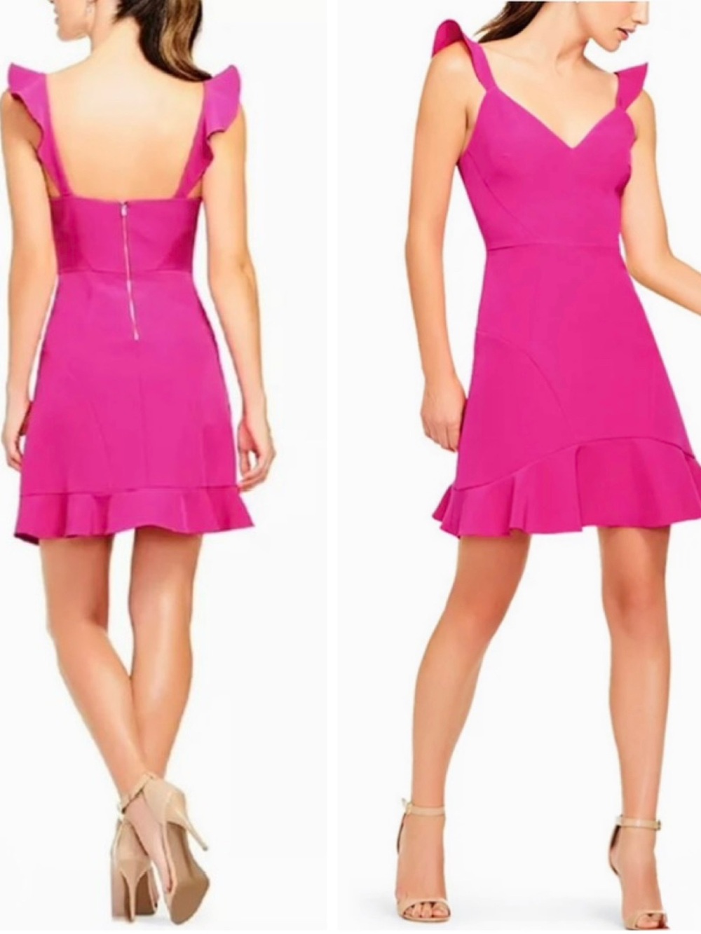 Aidan Mattox Crepe Ruffled Cocktail Dress Autumn wedding guest dress